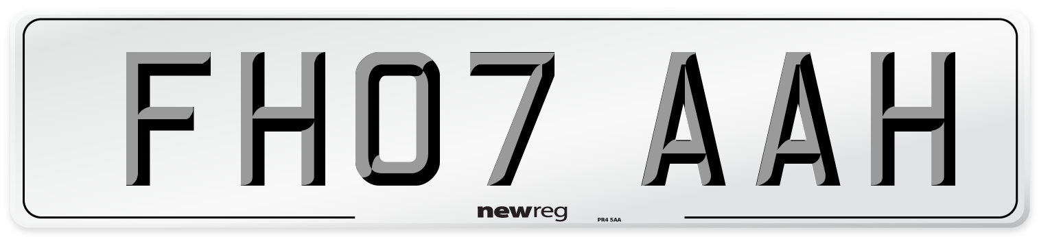 FH07 AAH Number Plate from New Reg